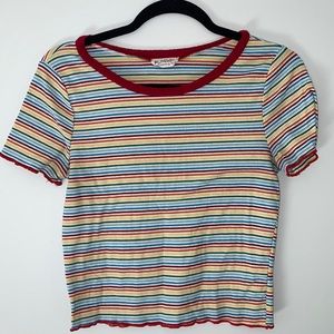 Lovewins Stripped Short Sleeve Shirt Rainbow Size Medium